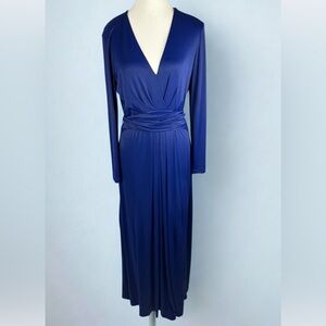 BCBG Royal Blue Long Sleeve Dress with Tie Waist Size L